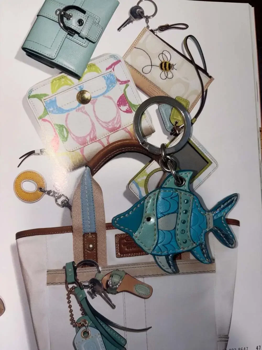 Coach Leather Tropical Fish Bag Charm Key Fob